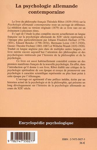 Psychologie allemande contemporaine (9782747550277-back-cover)