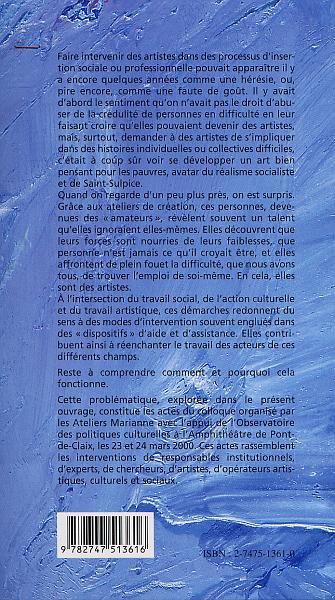 CRÉATION ARTISTIQUE ET DYNAMIQUE D'INSERTION (9782747513616-back-cover)