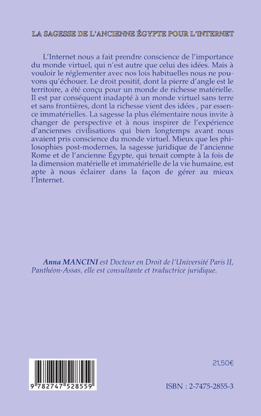 LA SAGESSE DE L'ANCIENNE ÉGYPTE POUR L'INTERNET (9782747528559-back-cover)