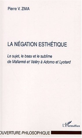 LA NEGATION ESTHÉTIQUE, Le sujet, le beau et le sublime de Mallarmé et Valéry à Adorno et Lyotard (9782747531160-front-cover)