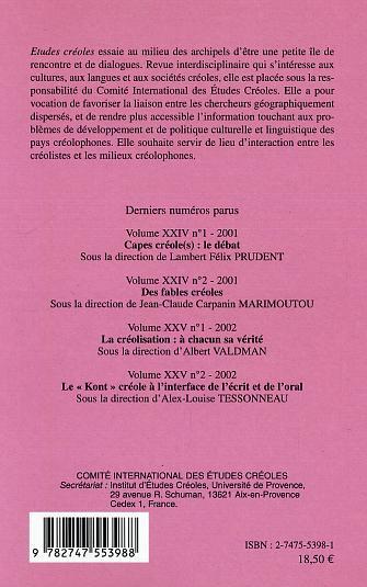 Etudes Créoles, Communications médiatisées et territoires insulaires (9782747553988-back-cover)