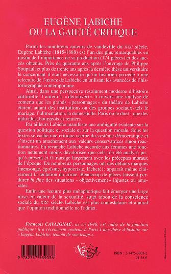 Eugène Labiche ou la gaieté critique (9782747539036-back-cover)