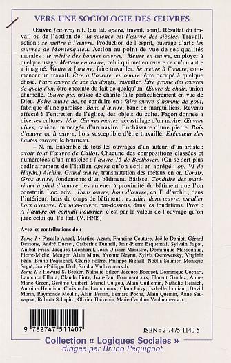 VERS UNE SOCIOLOGIE DES UVRES, Tomes II (9782747511407-back-cover)