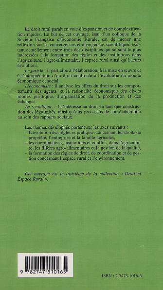 FACE AU DROIT RURAL ET À SES PRATIQUES, Une approche conjointe des économistes, des juristes et des sociologues (9782747510165-back-cover)