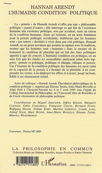 HANNAH ARENDT L'Humaine condition politique (9782747514804-back-cover)