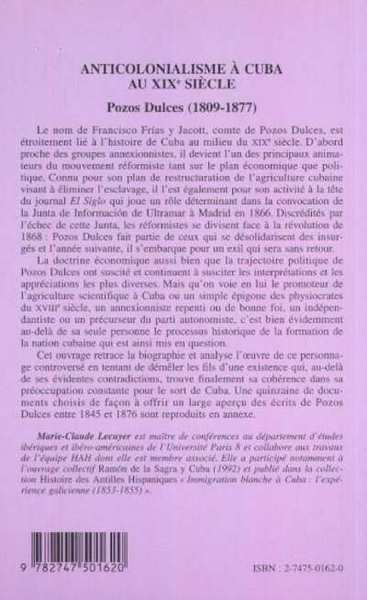 ANTICOLONIALISME À CUBA AU XIXe SIÈCLE, HISTOIRE DES ANTILLES HISPANIQUES 20 (9782747501620-back-cover)