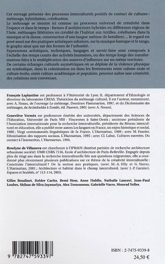 Le métissage interculturel, Créativité dans les relations inégalitaires (9782747593397-back-cover)