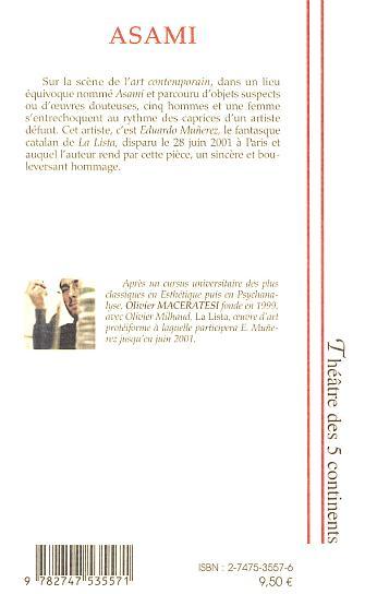 ASAMI, Théâtre de La Lista (9782747535571-back-cover)
