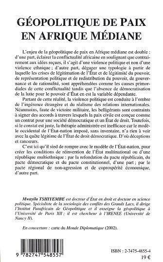 Géopolitique de paix en Afrique médiane, Angola, Burundi, République Démocratique du Congo, République du Congo, Ouganda, Rwanda (9782747548557-back-cover)