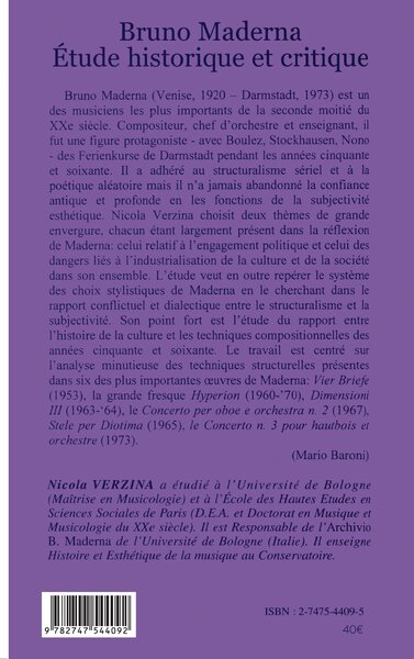 Bruno Maderna, Etude historique et critique (9782747544092-back-cover)