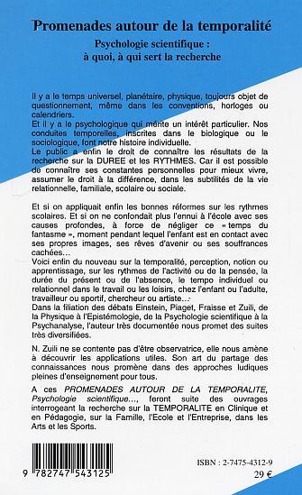 Promenades autour de la temporalite, Psychologie scientifique: à quoi, à qui sert la recherche (9782747543125-back-cover)