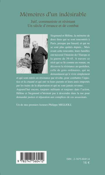 Mémoires d'un indésirable, Juif, communiste et résistant - Un siècle d'errance et de combat (9782747560412-back-cover)