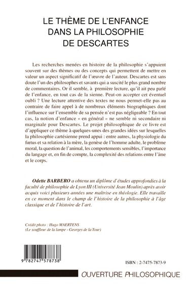 Le thème de l'enfance dans la philosophie de Descartes (9782747578738-back-cover)