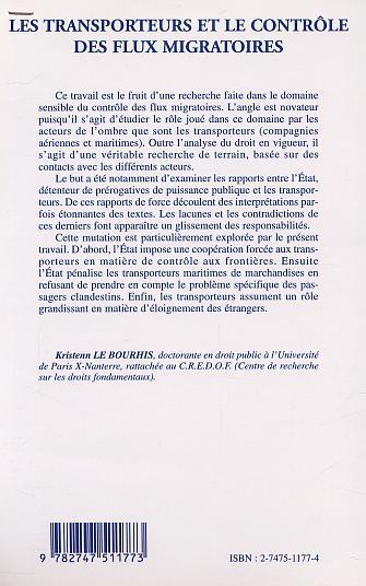 LES TRANSPORTEURS ET LE CONTROLE DES FLUX MIGRATOIRES (9782747511773-back-cover)