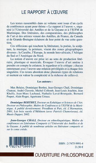 Le rapport à l'oeuvre (9782747599917-back-cover)