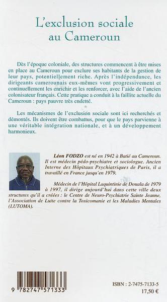 L'exclusion sociale au Cameroun (9782747571333-back-cover)