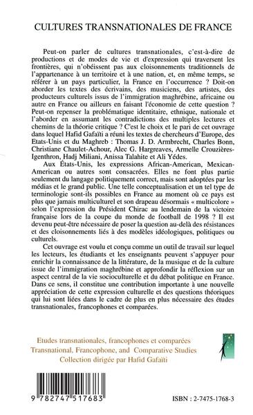 Cultures transnationales de France, Des Beurs aux...? (9782747517683-back-cover)