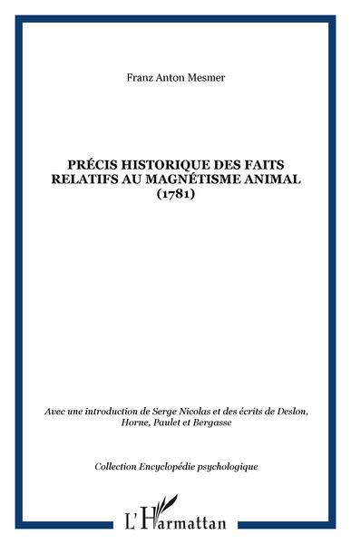 Précis historique des faits relatifs au magnétisme animal (1781) (9782747590549-front-cover)