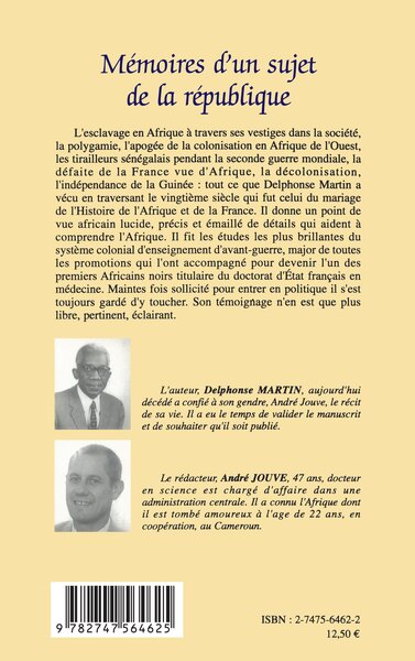 Mémoires d'un sujet de la république (9782747564625-back-cover)