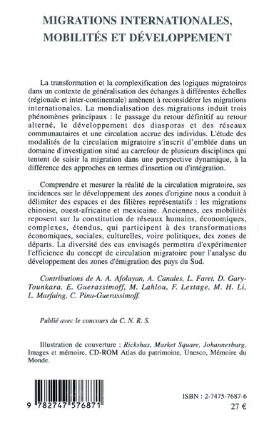 Migrations internationales, mobilités et développement (9782747576871-back-cover)