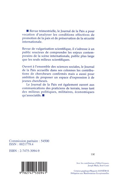 Le Journal de la Paix, DOSSIER SPECIAL COLOMBIE (9782747530941-back-cover)
