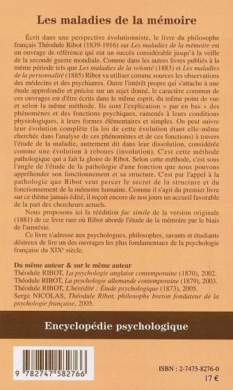 Les maladies de la mémoire (9782747582766-back-cover)