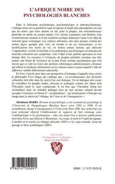 L'Afrique noire des psychologies blanches (9782747550291-back-cover)