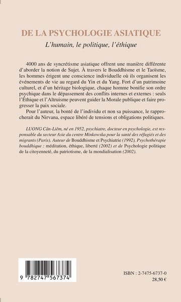 De la psychologie asiatique, L'humain, le politique, l'éthique (9782747567374-back-cover)