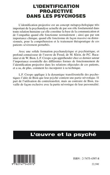 Identification projective dans les psychoses (9782747543972-back-cover)