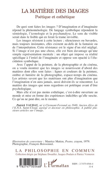 LA MATIÈRE DES IMAGES, Poétique et esthétique (9782747505468-back-cover)