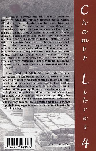 Champs Libres, Les contentieux du spectacle (9782747565509-back-cover)