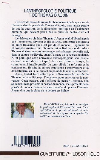 ANTHROPOLOGIE POLITIQUE DE THOMAS D'AQUIN (9782747518055-back-cover)