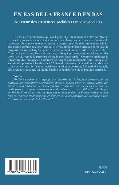 En bas de la France d'en bas, Au cœur des structures sociales et médico-sociales (9782747574433-back-cover)