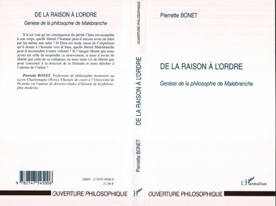 De la raison à l'ordre, Genèse de la philosophie de Malebranche (9782747545006-front-cover)