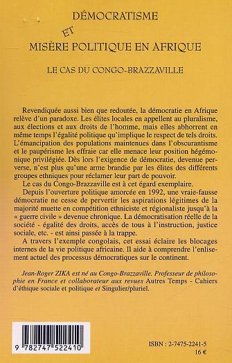 DÉMOCRATISME ET MISÈRE POLITIQUE EN AFRIQUE, Le cas du Congo-Brazzaville (9782747522410-back-cover)