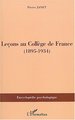 Leçons au Collège de France, (1895-1934) (9782747563130-front-cover)