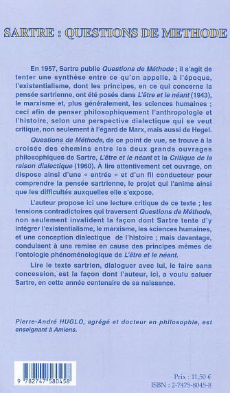 Sartre, Questions de méthode (9782747580458-back-cover)