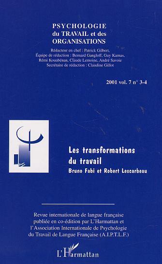 Psychologie du travail et des organisations, LES TRANSFORMATIONS DU TRAVAIL (9782747523721-front-cover)