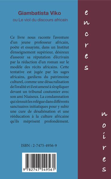 Giambatista Viko ou Le viol du discours africain (9782747549561-back-cover)