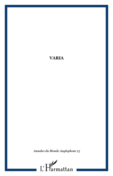 Annales du Monde Anglophone, Varia (9782747527651-front-cover)