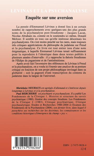 Levinas et la psychanalyse, Enquête sur une aversion (9782747598286-back-cover)