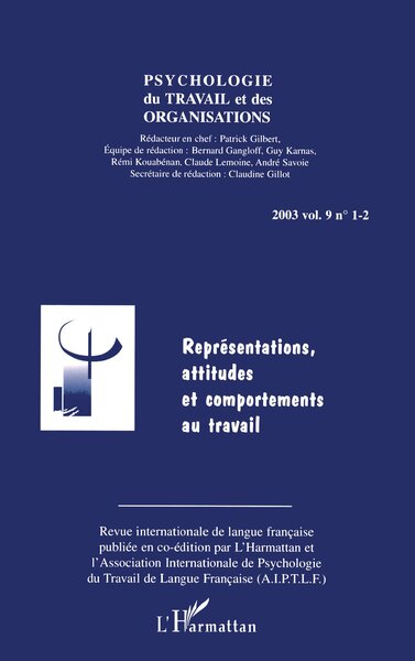 Psychologie du travail et des organisations, Représentations, attitudes et comportements au travail (9782747550680-front-cover)