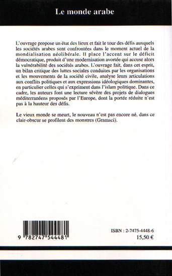 Le monde arabe, Enjeux sociaux - Perspectives méditerranéennes (9782747544481-back-cover)