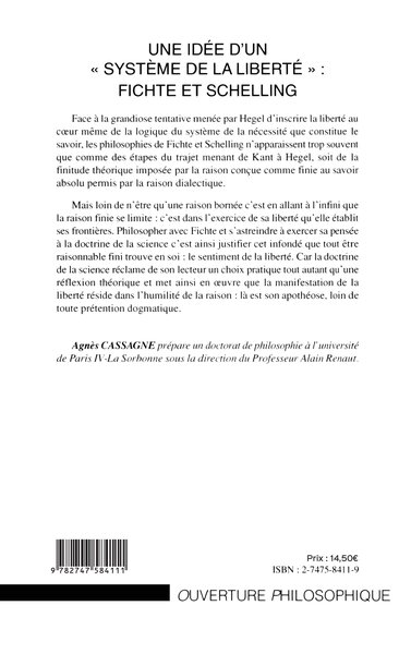 Une idée d'un système de la liberté Fichte et Schelling (9782747584111-back-cover)