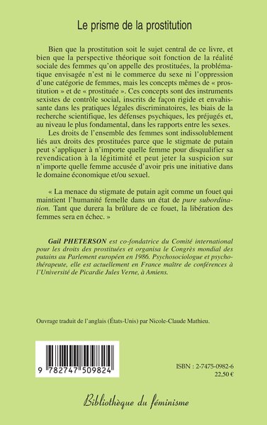 LE PRISME DE LA PROSTITUTION (9782747509824-back-cover)