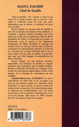 Raoul Daubry, Chef de famille (9782747563536-back-cover)