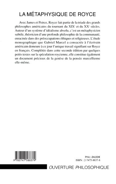 La métaphysique de Royce (9782747588379-back-cover)