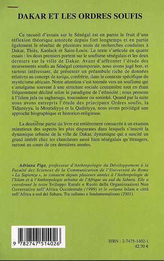 DAKAR ET LES ORDRES SOUFIS, Processus socioculturels et développement urbain au Sénégal contemporain (9782747514026-back-cover)