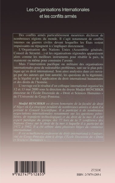 LES ORGANISATIONS INTERNATIONALES ET LES CONFLITS ARMÉS (9782747512855-back-cover)