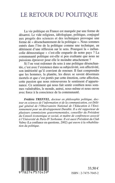 Le retour du politique, Politique de la finitude (9782747570459-back-cover)